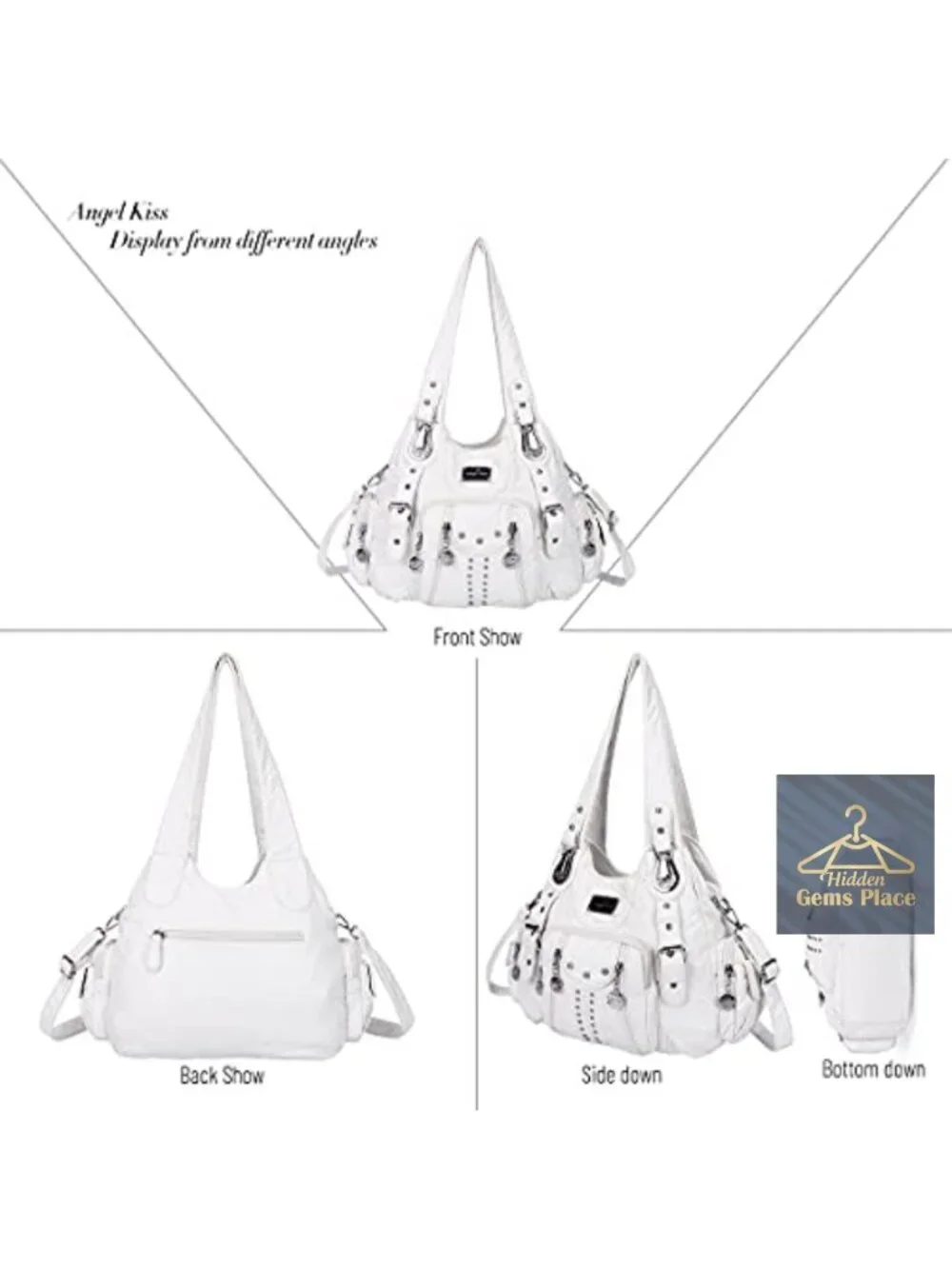 Soft PU Leather Large Hobo Shoulder Bag with Multiple Pockets